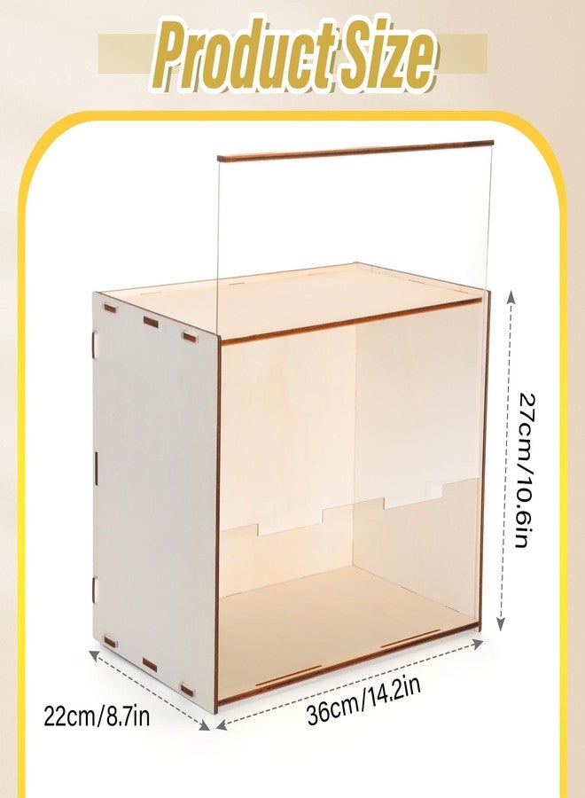 Memorywuu Wooden Diorama Box Large Display Case 14" x 8.7" x 10.6'' Wood Display Case Deep Shadow Box Frame with Transparent Lid for Collectibles Miniatures Dollhouse Figures - Image 4
